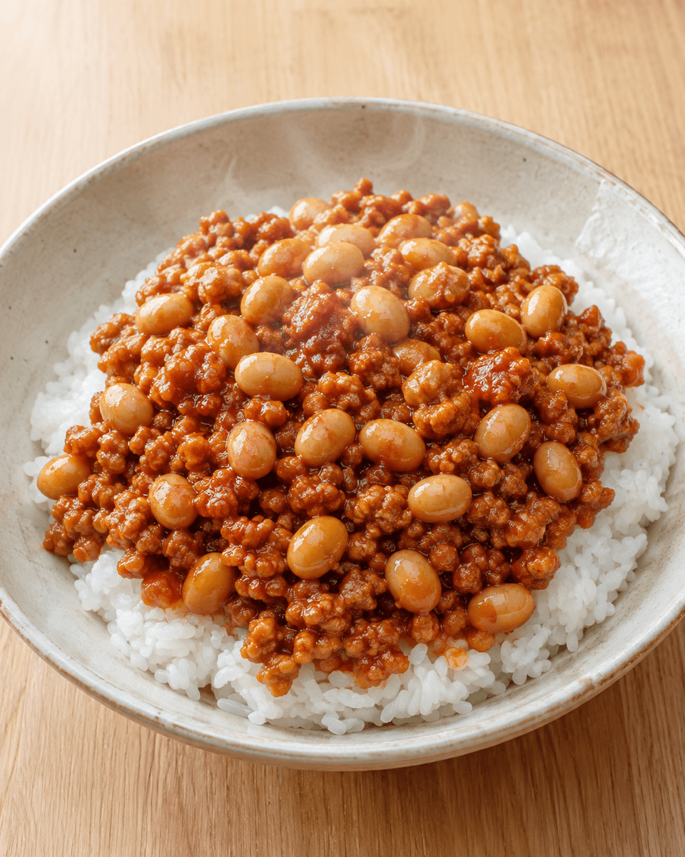 ひき肉と大豆のケチャップ炒めご飯