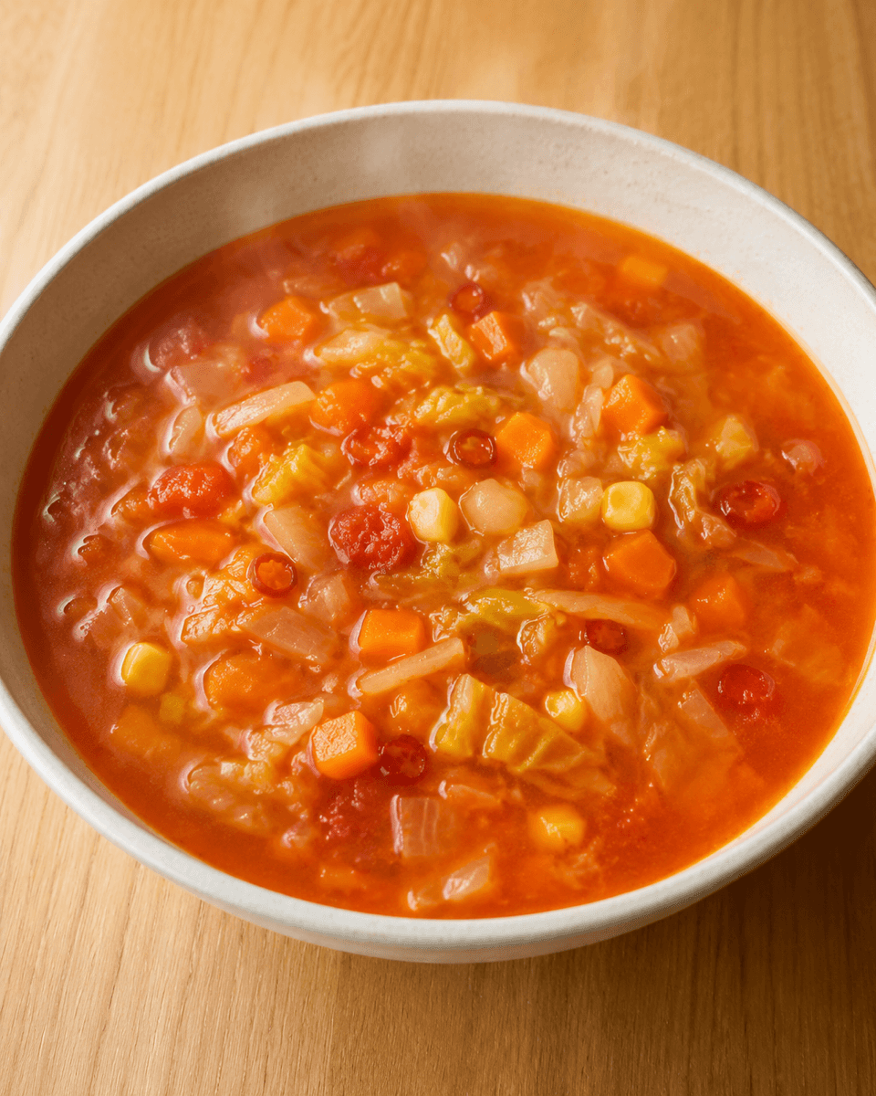 時短！ピリ辛！野菜たっぷりトマトスープ